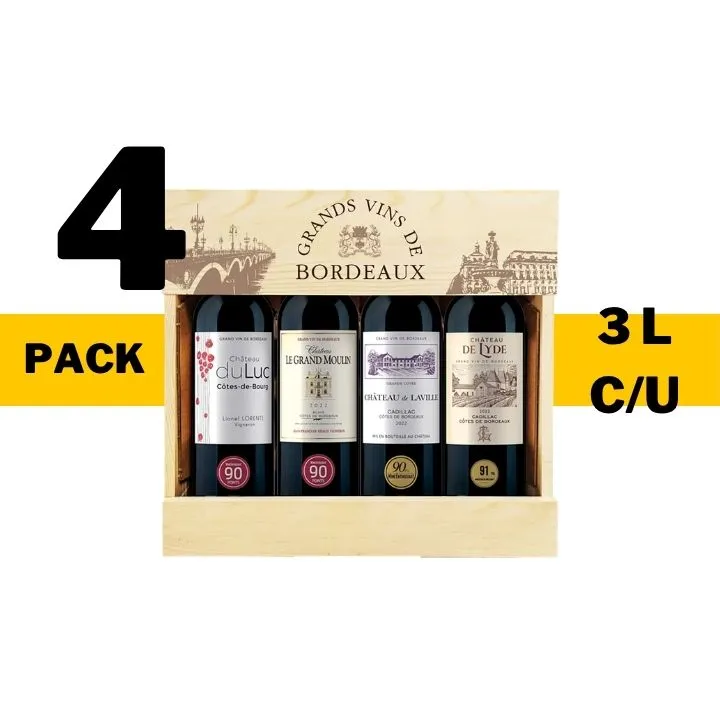 V.T.F. CAJA GRANDS VINS DE BOURDEAUX 4 PZAS 3 L