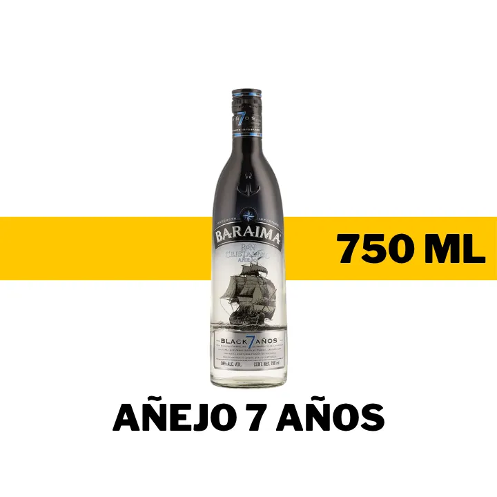 RON BARAIMA BLACK AÑEJO CRISTALINO 7 AÑOS 750 ML