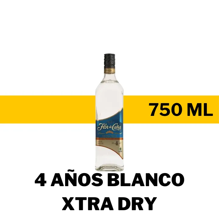 RON FLOR DE CAÑA 4 AÑOS BLANCO XTRA DRY 750 ML