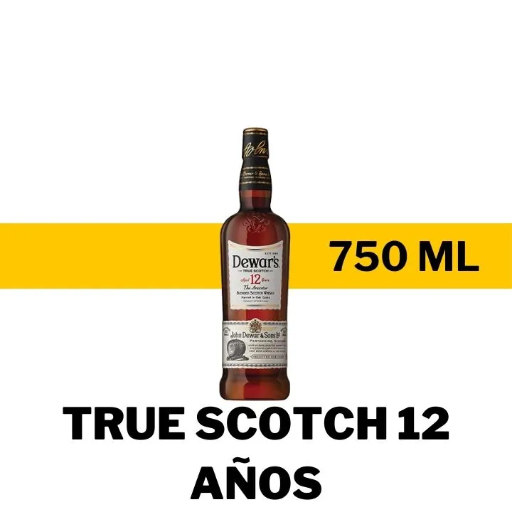 WHISKY DEWARS TRUE SCOTCH 12 AÑOS 750 ML