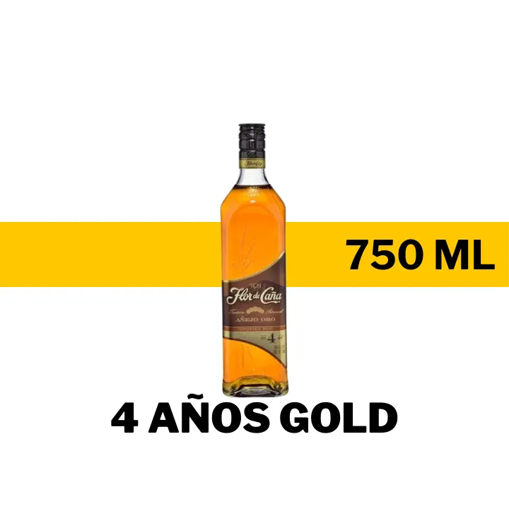 RON FLOR DE CAÑA 4 AÑOS GOLD 750 ML