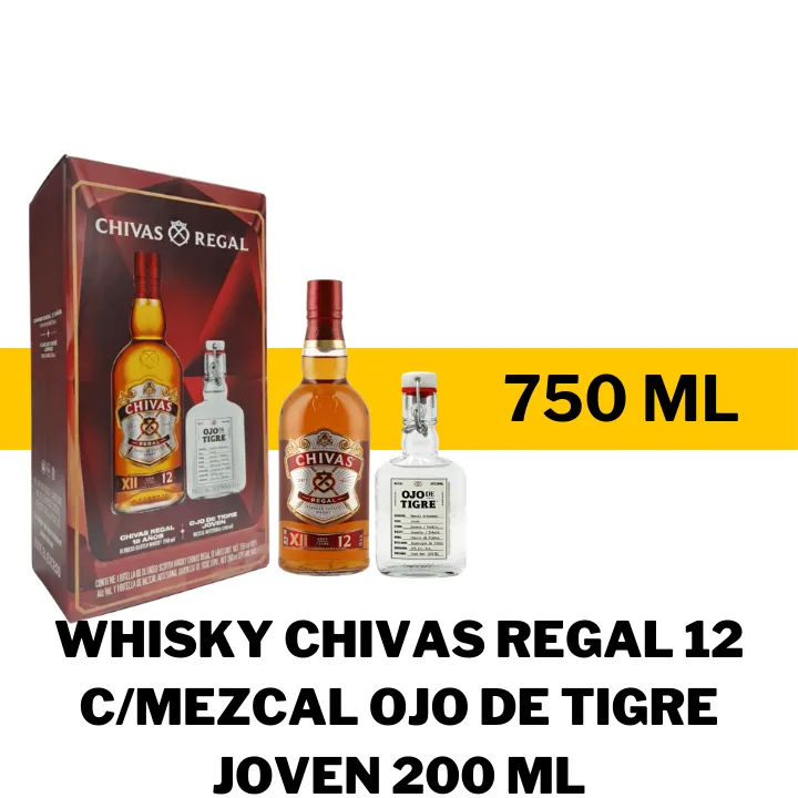 PAQ WHISKY CHIVAS 12 750 ML + MEZCAL OJO DE TIGRE JOVEN 200 ML