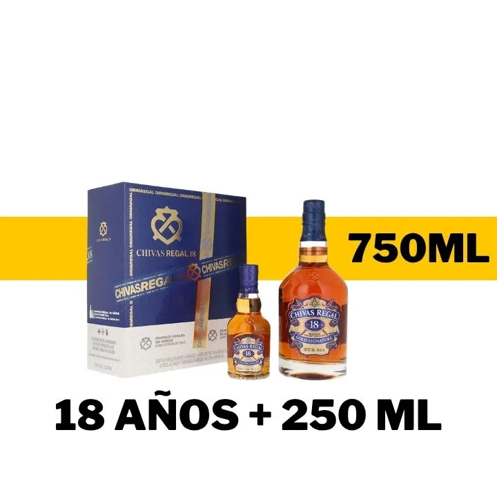 PAQ WHISKY CHIVAS REGAL 18 AÑOS 750 ML + 250 ML
